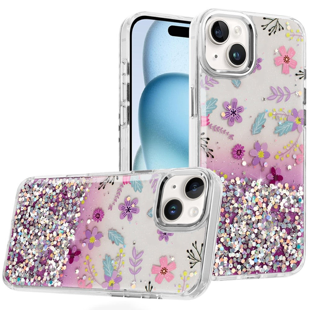 For Apple iPhone 17E /16E Fashion Beautiful Epoxy Design Hybrid Fashion Stylish TPU Protective, Shockproof Hybrid PC Case Cover Colorful Summer Flower