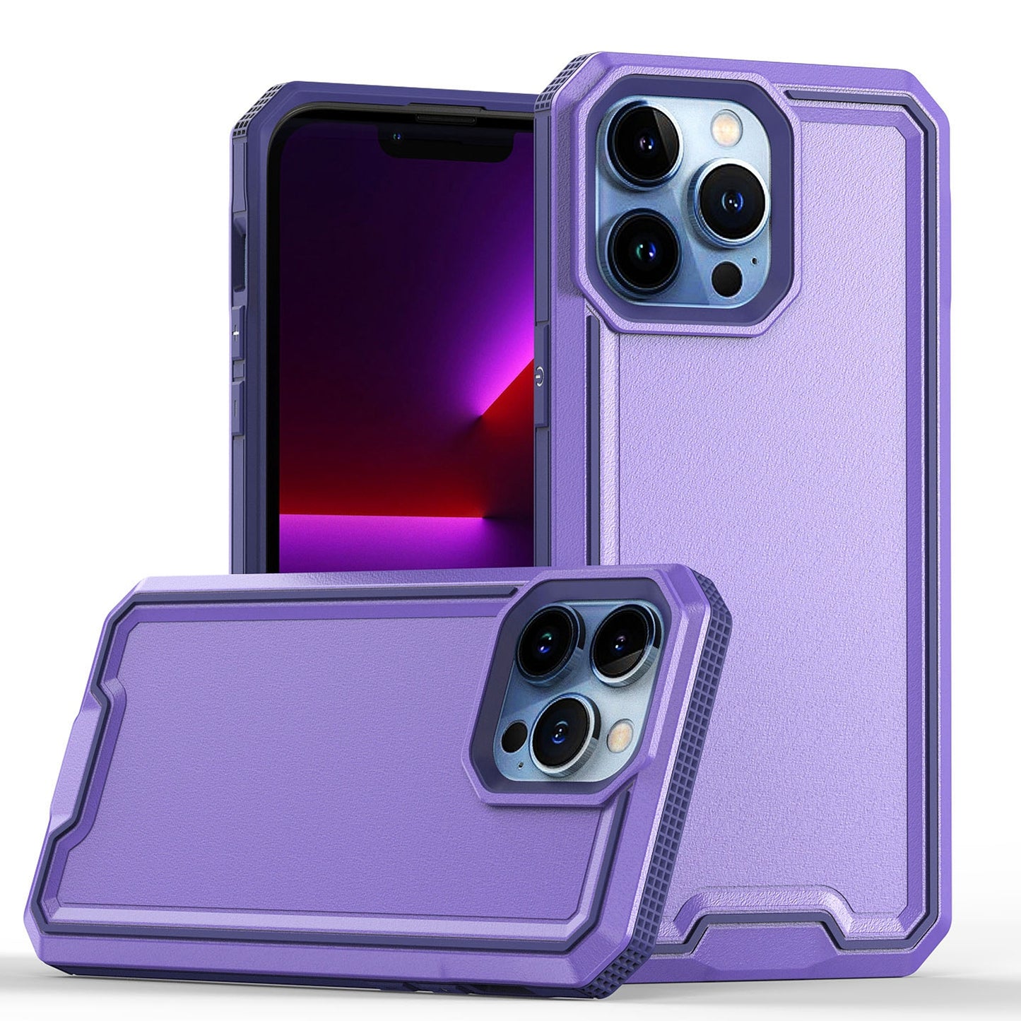 For Samsung Galaxy A16 5G Tough Modern Fused Hybrid Armor Hard PC + TPU Rubber Shockproof Drop Impact Protection Case Cover Purple