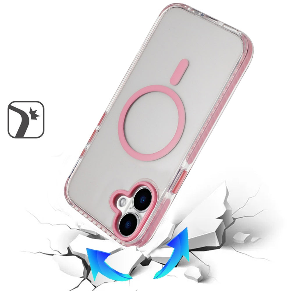 For Apple iPhone 17 AIR Transparent Hybrid with Color-Matched Magnetic Circle, Rubber TPU Frame Hard PC Shockproof Case Cover