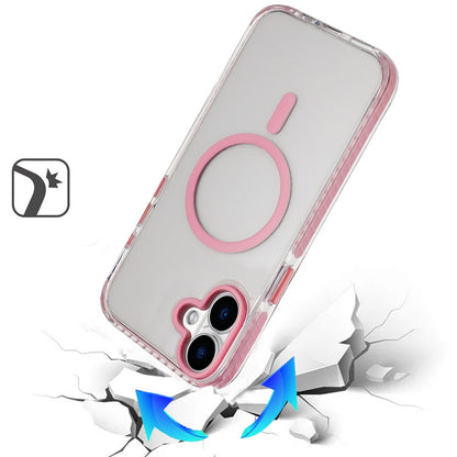 For Apple iPhone 17 AIR Transparent Hybrid with Color-Matched Magnetic Circle, Rubber TPU Frame Hard PC Shockproof Case Cover