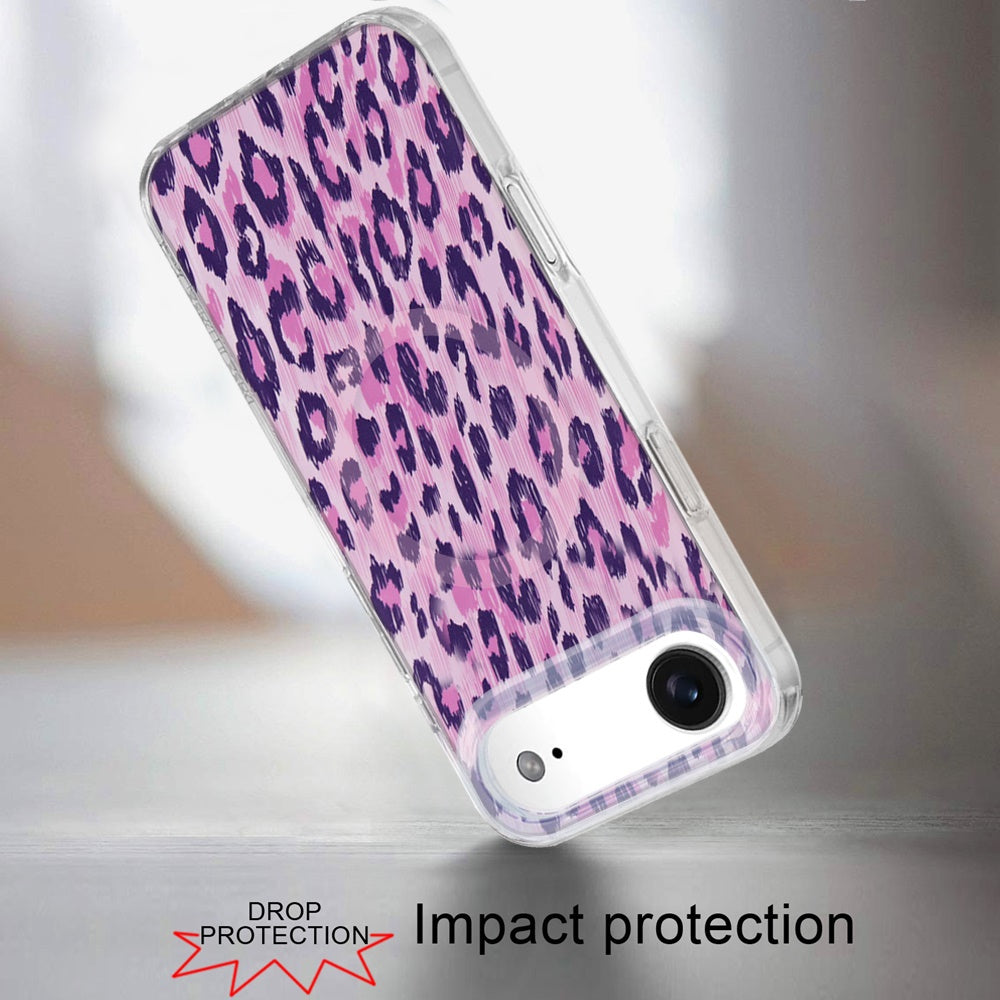 For Apple iPhone 17 AIR Stylish Pattern Fashion IMD Printed Design TPU Double Layer Slim Shockproof with Magnetic Back Case Cover Pink Leopard