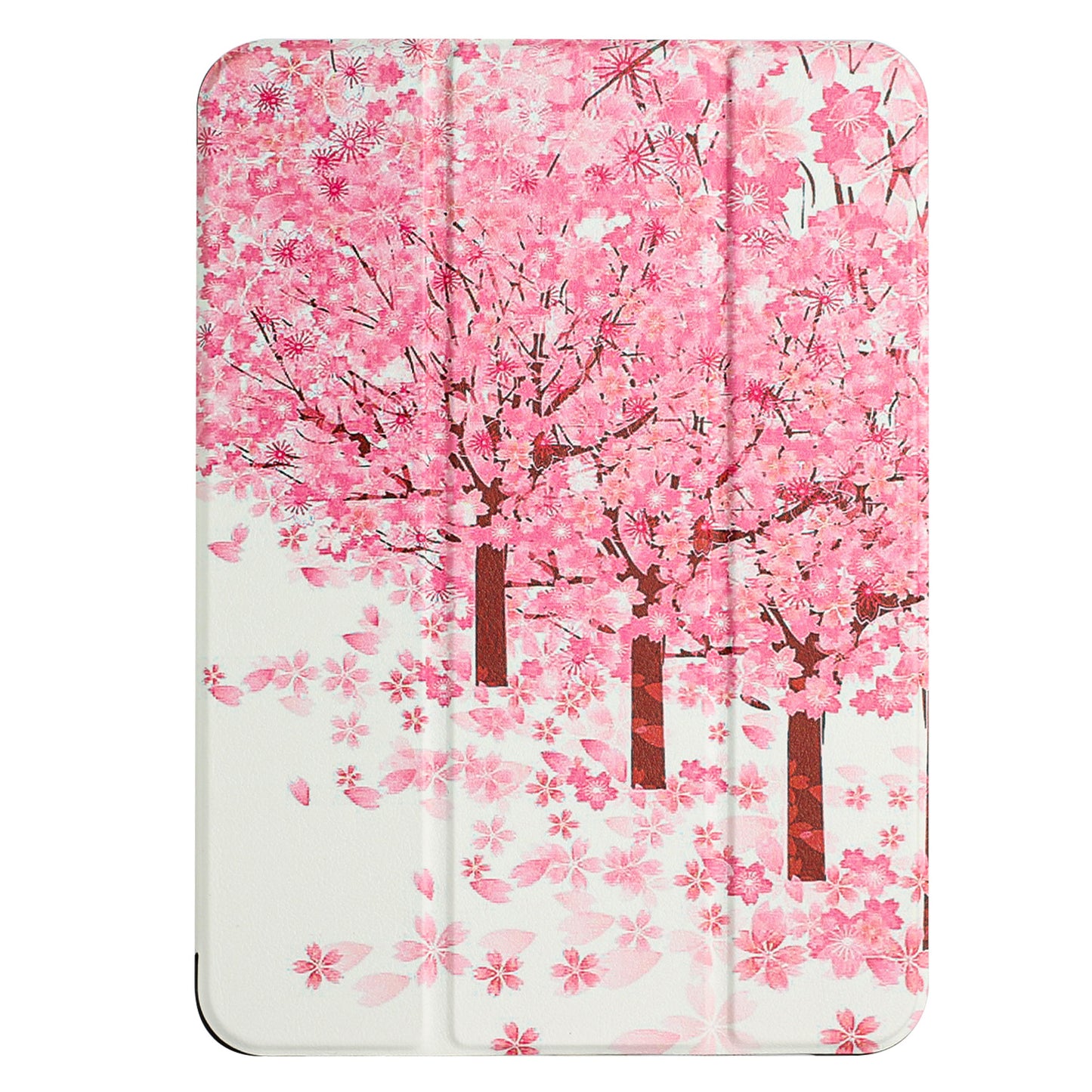 For Trifold Case with Magnetic Closure, Design Image PU Leather Folding Stand, TPU Folio Protective Shell Sakura Flowers Tablet Case Cover