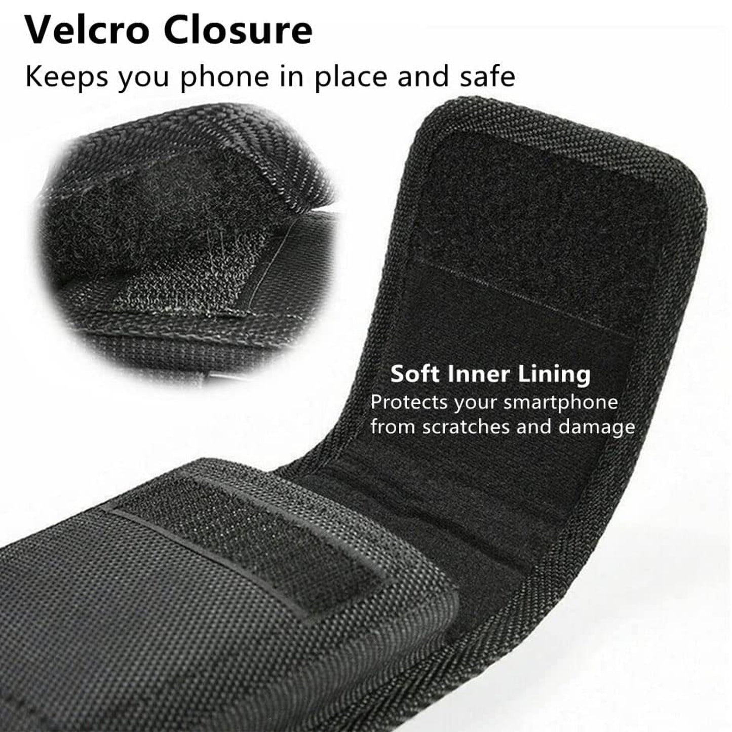 For Apple iPhone 16 Pro (6.3") Pouch Case Universal Vertical Canvas Built in Credit Card ID Slot and Belt Clip Loop Holster Cell Phone Holder Cover [Black]