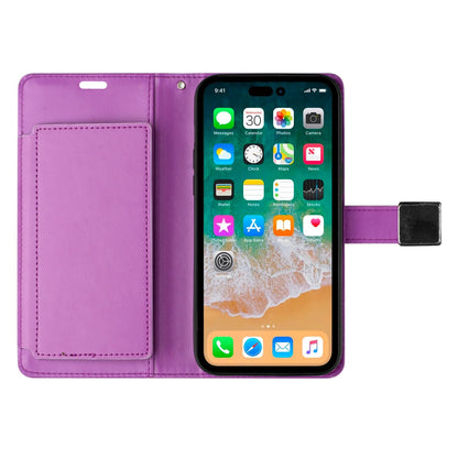 For iPhone 15 Pro Max (6.7") Wallet Cases PU Leather with Credit Card /ID /Cash Holder Slot Dual Flip Book Pouch, Stand and Strap Case Cover