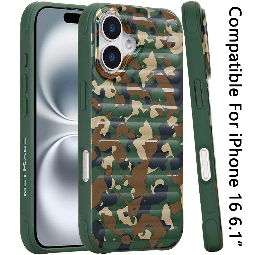 For Apple iPhone 16 (6.1") Pattern Design Magnetic Chrome Hybrid Compatible with Magsafe Dual Layer Shockproof TPU Hard PC Back Case Cover