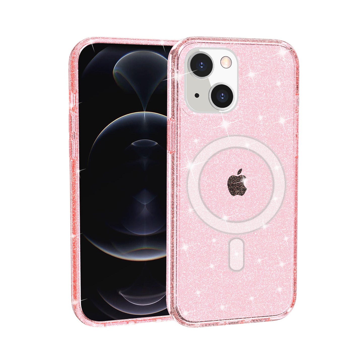 Phone Case for Apple iPhone 11 Pro Max Glitter Magnetic Transparent Shockproof Hybrid TPU Thick 3mm Grip Durable Camera Protection Anti-Slip Cover Pink