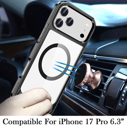For Apple iPhone 17 Pro Transparent HQ Hybrid Slim, Shockproof, Compatible with MagSafe wireless charging & Military-Grade Case Cover Black