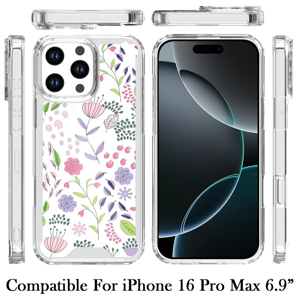 For iPhone 16 Pro Max (6.9") Beautiful TPU Design, Slim Shockproof Soft Cover for Women and Girls, Stylish Protective Case Cover