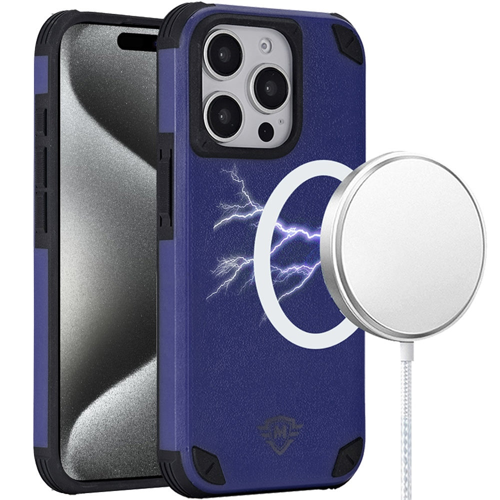 For Apple iPhone 15 Pro Max (6.7") Heavy Duty Dual-Layer Rugged Protection, Shockproof Protective Magnetic Compatible with MagSafe Case Cover