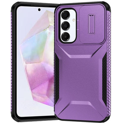 For Samsung Galaxy A36 Slim Fit Shockproof Hybrid with Slide Camera Window Covering, Rugged Tpu Silicone Hard PC Bumper Case Cover