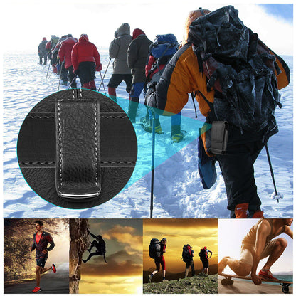 For Apple iPhone 16 Pro (6.3") Universal Vertical Leather Case Holster with 360° Rotation Belt Clip & Credit Card Slots Holder Phone Carrying Phone Waist Pouch [Black]