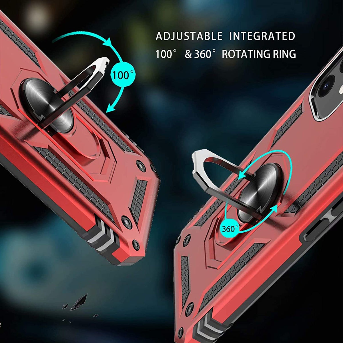 For Motorola Razr+ 2025, Motorola Razr+ Plus (2025) Shockproof Hybrid Dual Layer PC + TPU with Metal Ring Kickstand Heavy Duty Armor Shell Case Cover Red