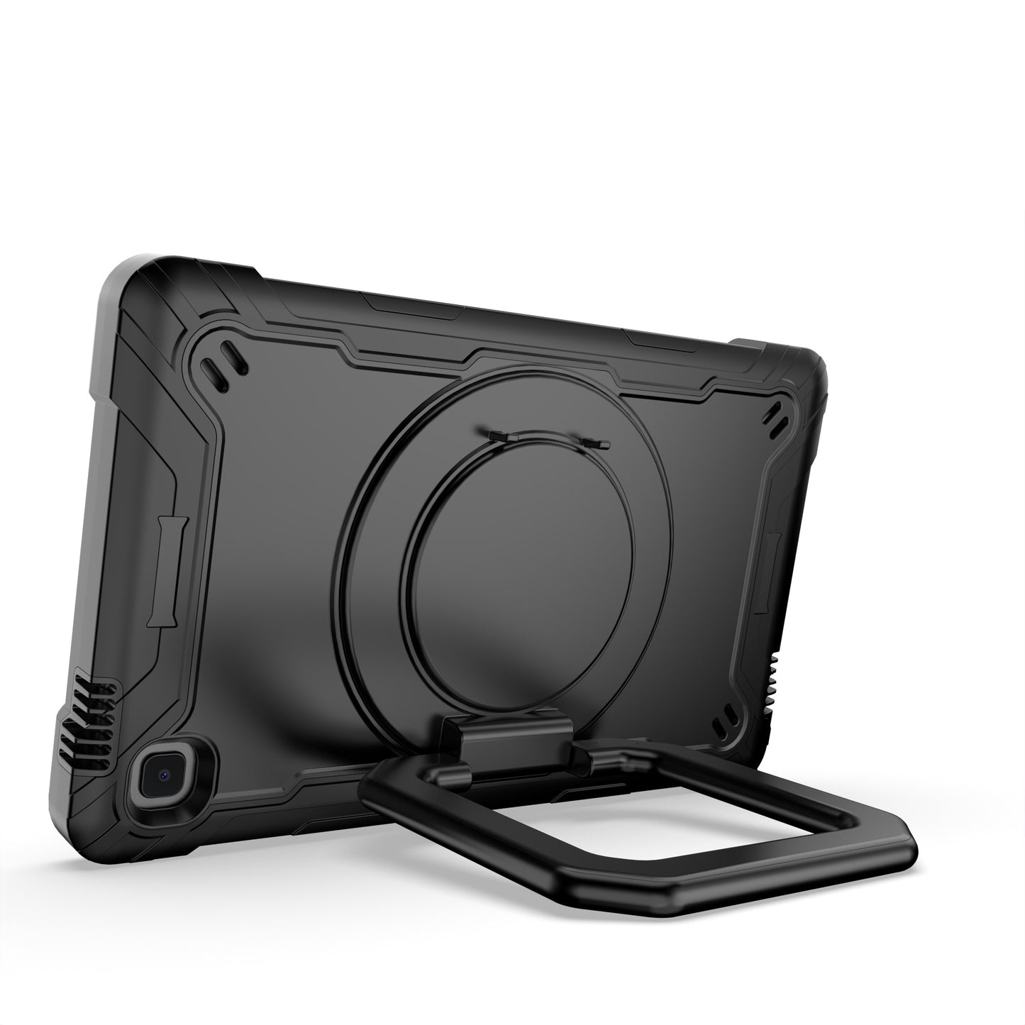 For Tough Hybrid 3 in 1 Case with 180° Rotating Kickstand, Adjustable Shoulder Strap, Shockproof TPU Rubber PC Black Tablet Case Cover