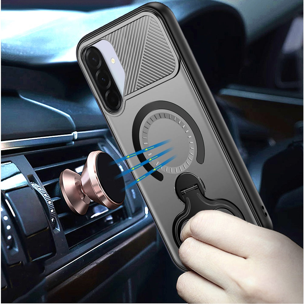 For Samsung Galaxy S26 Hybrid with Invisible 2 Hole Ring Stand Magnetic back Car Mount Friendly Protector Case Cover