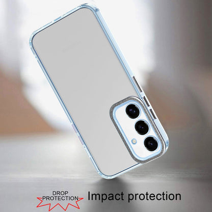 For Samsung Galaxy S25 /S24 Transparent Clear Hybrid with Matching Metal Buttons and Camera Protection Hard PC + TPU Rubber Case Cover Clear / Black