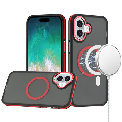 For Apple iPhone 16 Plus (6.7") Frosted Translucent Back Hybrid with Magnetic Circle MagSafe Compatible, Military Grade Shockproof Case Cover