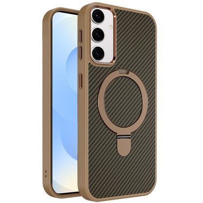 For Apple iPhone 17E /16E Hybrid Carbon Fiber Design with MagSafe Compatible [Magnetic Circle], Ring Stand Shockproof Slim TPU Case Cover