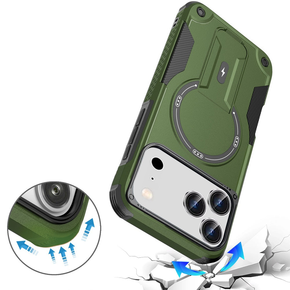 For Apple iPhone 17 Pro Max (6.9") Magnetic Invisible Kickstand Holder with Magsafe, Slim Fit Shockproof Hybrid Military Grade Heavy Duty Case Cover