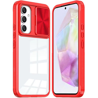 For Samsung Galaxy A36 Hybrid Cases with Sliding Camera Cover Transparent Shockproof Bumper TPU Protective Case Cover