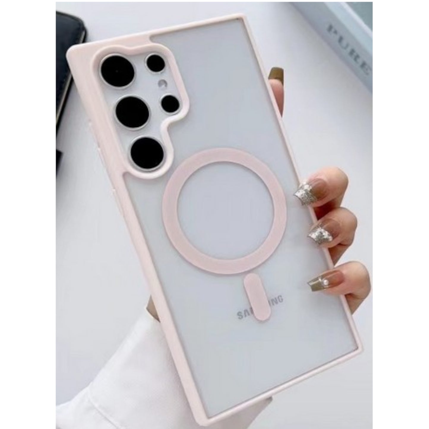 For Samsung Galaxy S25 Ultra Hybrid Clear Transparent with Color Edge Bumper, MagSafe Compatible Ultra Slim Hard PC Case Cover