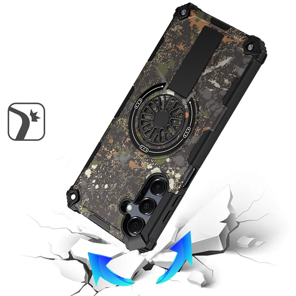 Phone Case for Samsung Galaxy A17 5G Magnetic Car Mount Friendly Hybrid Rugged Grip Shockproof Anti Slip Textured Armor Durable Protective Cover Natural Splash Paint