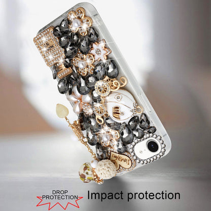 For Apple iPhone 17E /16E Bling Crystal 3D Full Diamonds Luxury Sparkle Rhinestone Hybrid Case Cover