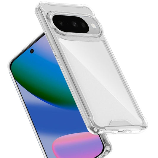For Google Pixel 10 / 10 Pro Clear Colored Shockproof Transparent Hard PC + Rubber TPU Hybrid Bumper Shell Slim Protective Case Cover Clear+Clear