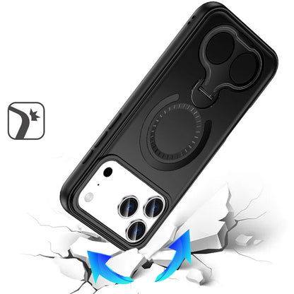 For Apple iPhone 17 Pro Max (6.9") Hybrid with Invisible 2 Hole Ring Stand Magnetic back Car Mount Friendly Protector Case Cover