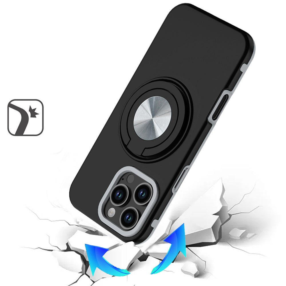 For Samsung Galaxy S26+ / S26 Plus Metal Matte Hybrid with Invisible Rotational Ring Stand, Car Mount Friendly, Military Grade Slim Fit Sturdy Case Cover