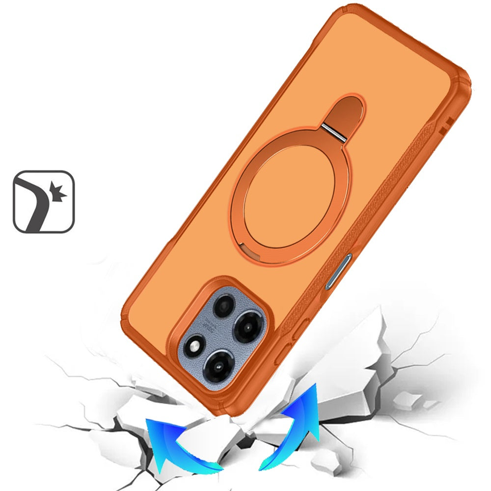 For Motorola Moto G Play 5G 2026 Matte Finish Magnetic Ring Hybrid Protective Invisible Kickstand Magsafe Compatible Case Cover Cosmic Orange
