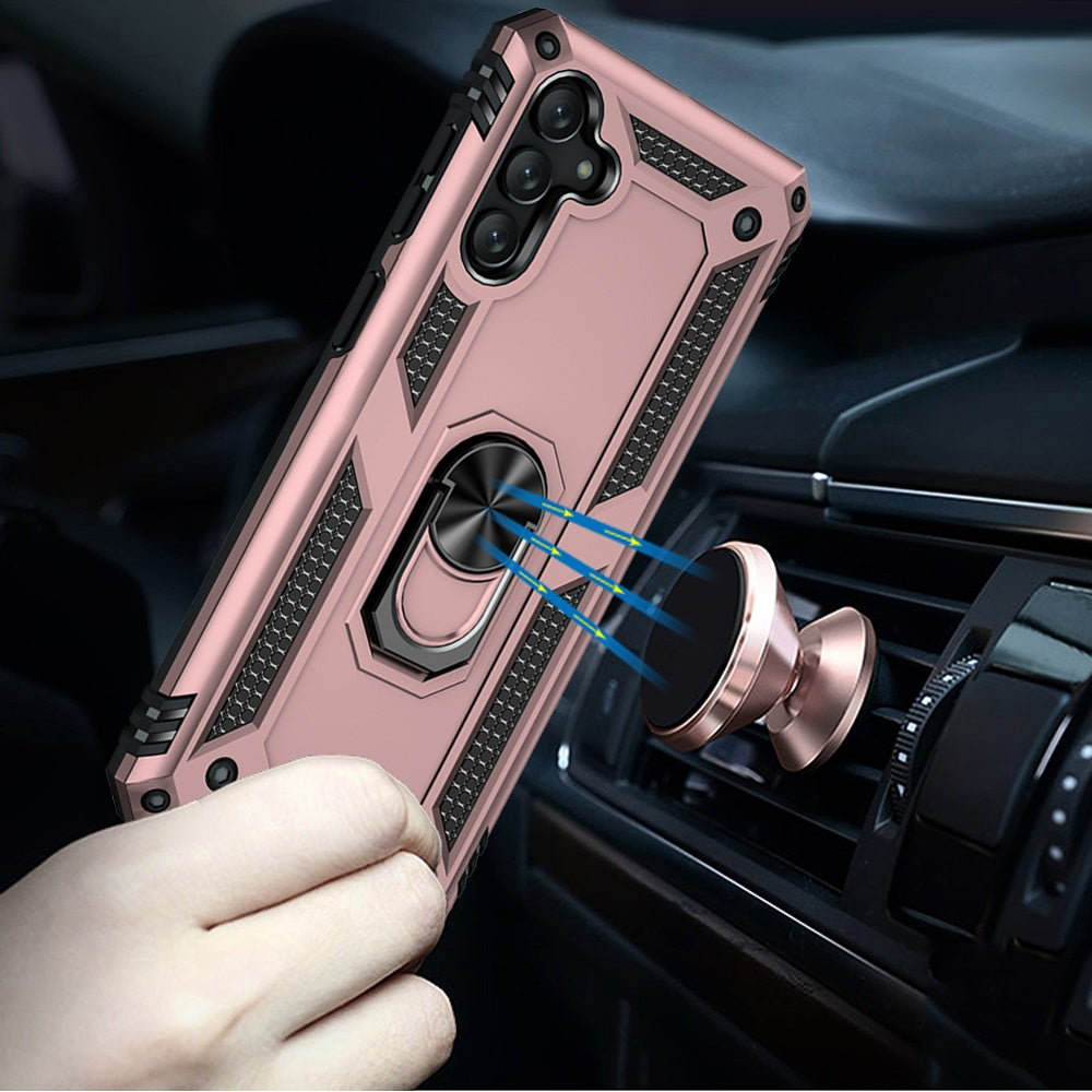 For Samsung Galaxy A26 Hybrid Shockproof Durable 360 Degree Rotatable Ring Stand Holder Kickstand Fit Magnetic Car Mount Case Cover Hotpink