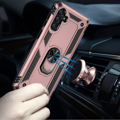 For Samsung Galaxy A26 Hybrid Shockproof Durable 360 Degree Rotatable Ring Stand Holder Kickstand Fit Magnetic Car Mount Case Cover Rose Gold