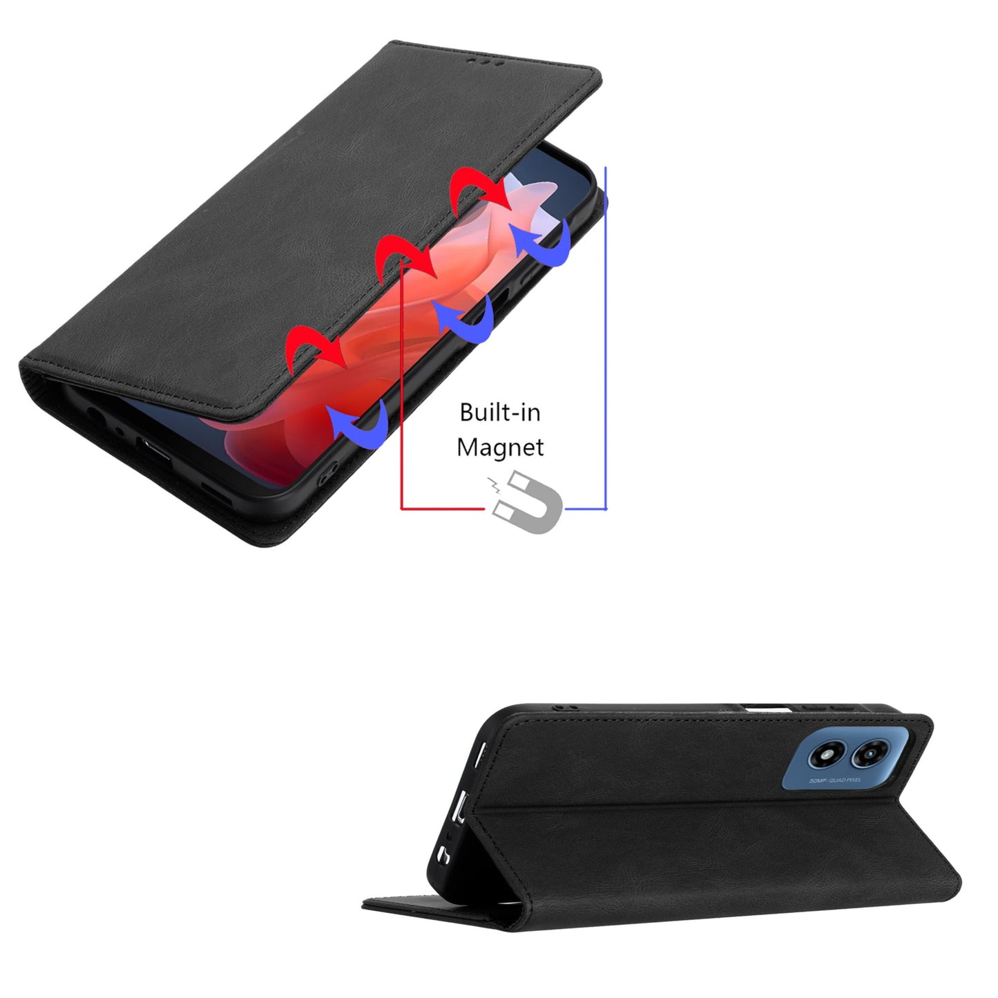 For Motorola Moto G 5G 2026 / Moto G Play 2026 Wallet Pouch with Credit Card Holder Flip, Magnetic Closure Vegan Leather and Stand Case Cover