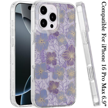 For iPhone 16 Pro Max (6.9") Stylish Pattern Fashion IMD Printed Design TPU Double Layer Slim Shockproof with Magnetic Back Case Cover