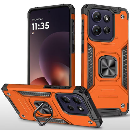 For Motorola Moto G Power 5G 2026 /2025 Armor Hybrid Magnetic Stand with Ring Holder Kickstand Shockproof Heavy-Duty Durable Rugged TPU Dual Layer Case Cover Cosmic Orange