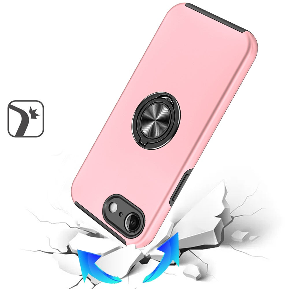 For Apple iPhone 17E /16E Hybrid 360 Degree Rotatable Metal Invisible Ring Stand Holder Slim Fit Magnetic Car Mount Shockproof Case Cover