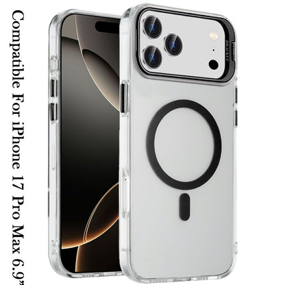 Phone Case for Apple iPhone 17 Pro Max (6.9") Clear Metallic Camera Stand Magnetic Hybrid TPU Shockproof Grip Camera Protection Kickstand Durable Armor Cover