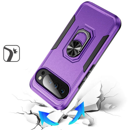 For Google Pixel 10 Pro XL Hybrid Rugged Tough 2in1 Drop-Proof Protection Military Grade Armor with Metal Ring Stand Case Cover