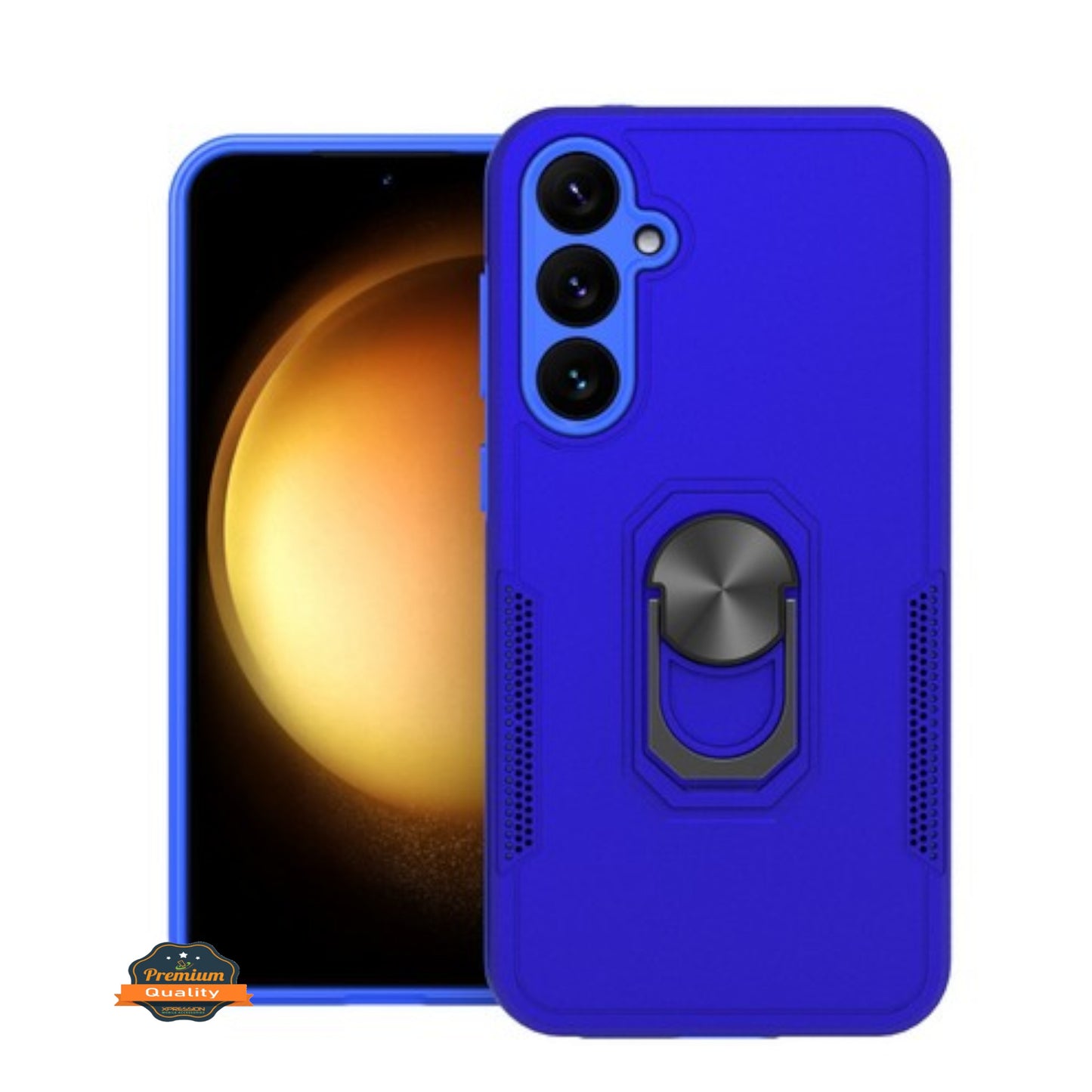 For Samsung Galaxy S24 FE /Fan Edition Military Grade Armor Heavy Shockproof Hybrid with Kickstand Built-in 360°Rotate Ring Stand Case Cover