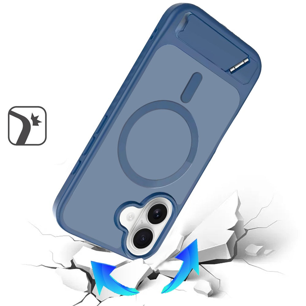 Phone Case for Apple iPhone 17 Matte Magnetic Metal Kickstand Shockproof Grip Anti Slip Durable Protective Heavy Duty Hybrid Cover