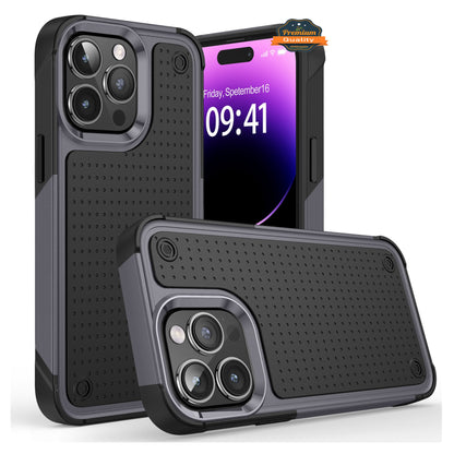For Apple iPhone 16 Pro (6.3") Shockproof Non-Slip Textured Heavy Duty Rugged TPU Drop Military Protection Tough Bumper Case Cover