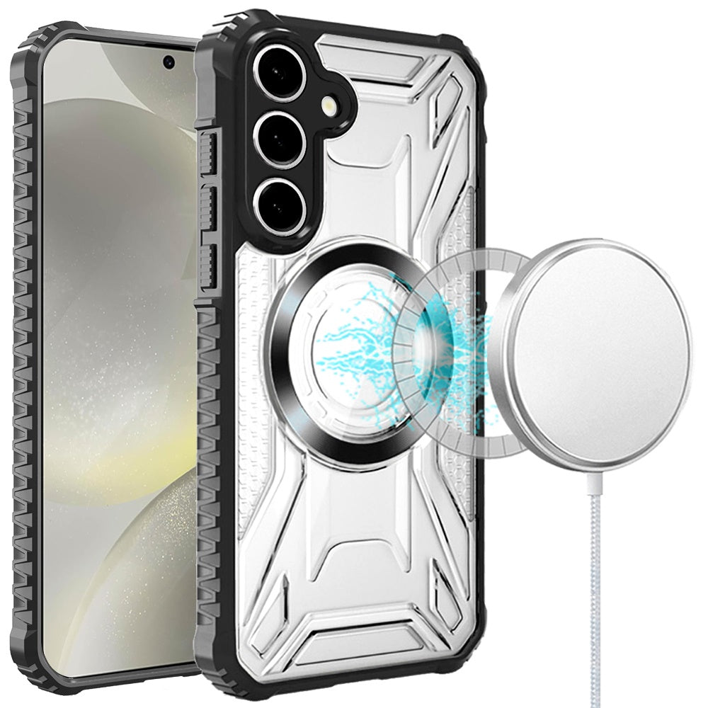 For Samsung Galaxy S25 Plus /S25+ /Galaxy S24+ /S24 Plus Magnetic Circle Transparent Rugged Hybrid MagSafe Compatible Pattern Clear Shockproof Frame Bumper Case Cover
