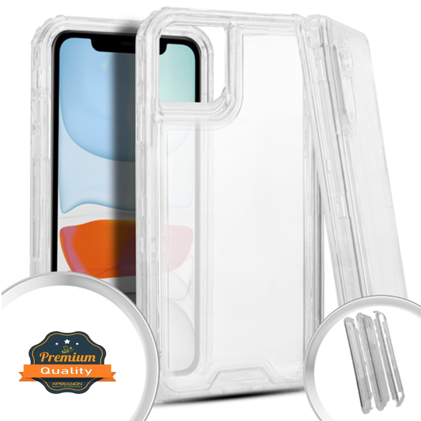 For Apple iPhone 15 Plus (6.7") Heavy Duty Transparent 3 in 1 Hybrid Shockproof Full Edge Hard Front Frame Bumper Clear Phone Case Cover