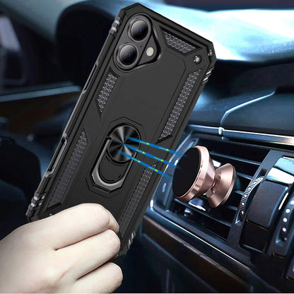 For Apple iPhone 17 (6.3") Hybrid Shockproof Durable 360 Degree Rotatable Ring Stand Holder Kickstand Fit Magnetic Car Mount Case Cover
