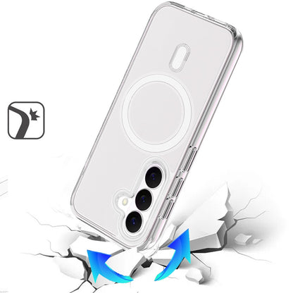 For Samsung Galaxy S26 MagSafe Compatible Transparent Hybrid Case with Magnetic Circle, Shock Absorption TPU Rubber Case Cover