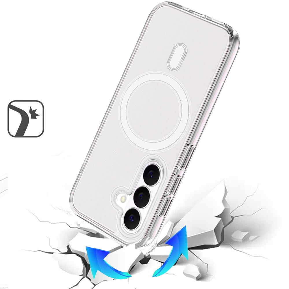For Samsung Galaxy S26+ / S26 Plus MagSafe Compatible Transparent Hybrid Case with Magnetic Circle, Shock Absorption TPU Rubber Case Cover