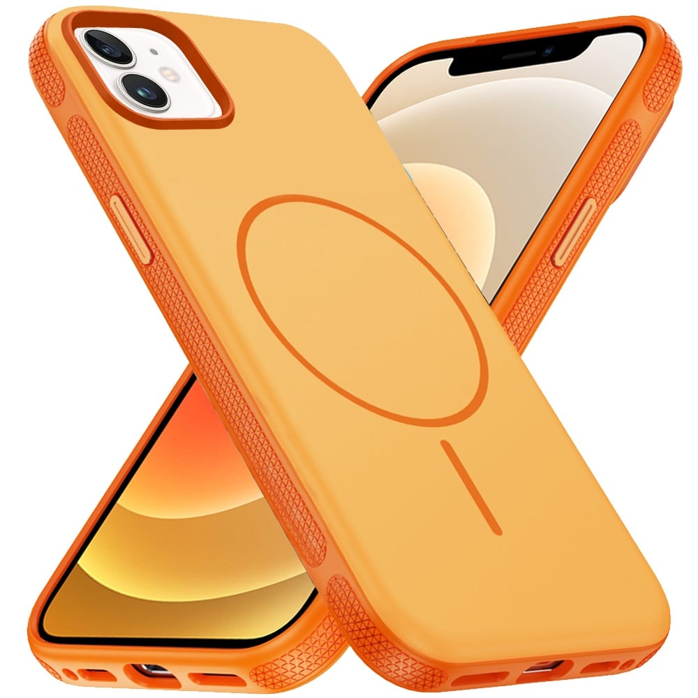 For Apple iPhone 11 Super Magnetic Premium Edged Core Matte Thick Hybrid Drop Protection Shockproof Design Case Cover Cosmic Orange