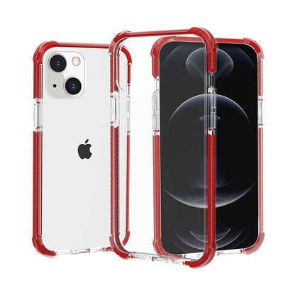 Phone Case for iPhone 14 Pro Max (6.7") Transparent Acrylic Shockproof Rugged Hybrid Heavy Duty Color Frame Raised Bezel Clear Durable Grip Cover Red