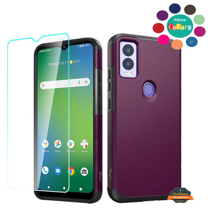 For Motorola Moto G 5G 2025 Tough Hybrid Dual Layer Hard PC TPU Rubber Bumper, Shock Absorption, Screen Protector Included Case Cover