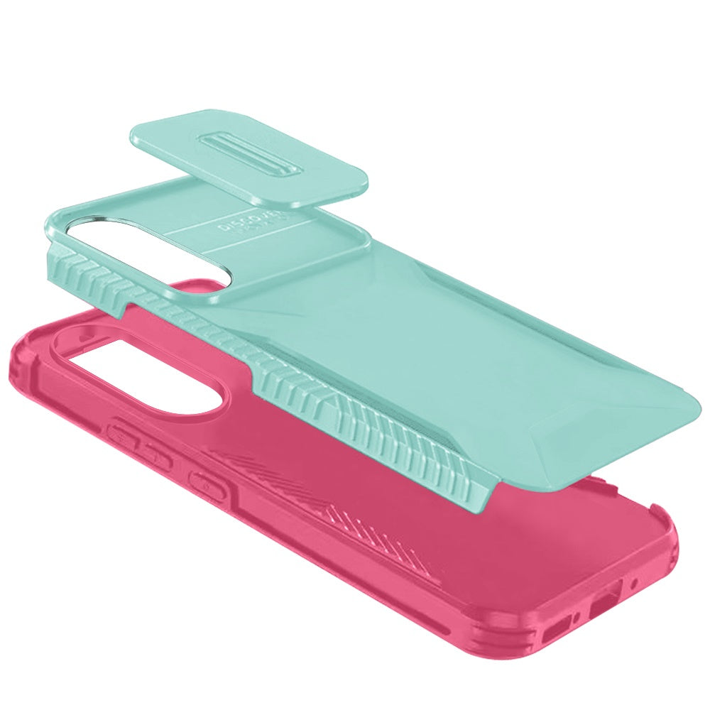 For Samsung Galaxy S25 EDGE Slim Fit Shockproof Hybrid with Slide Camera Window Covering, Rugged Tpu Silicone Hard PC Bumper Case Cover